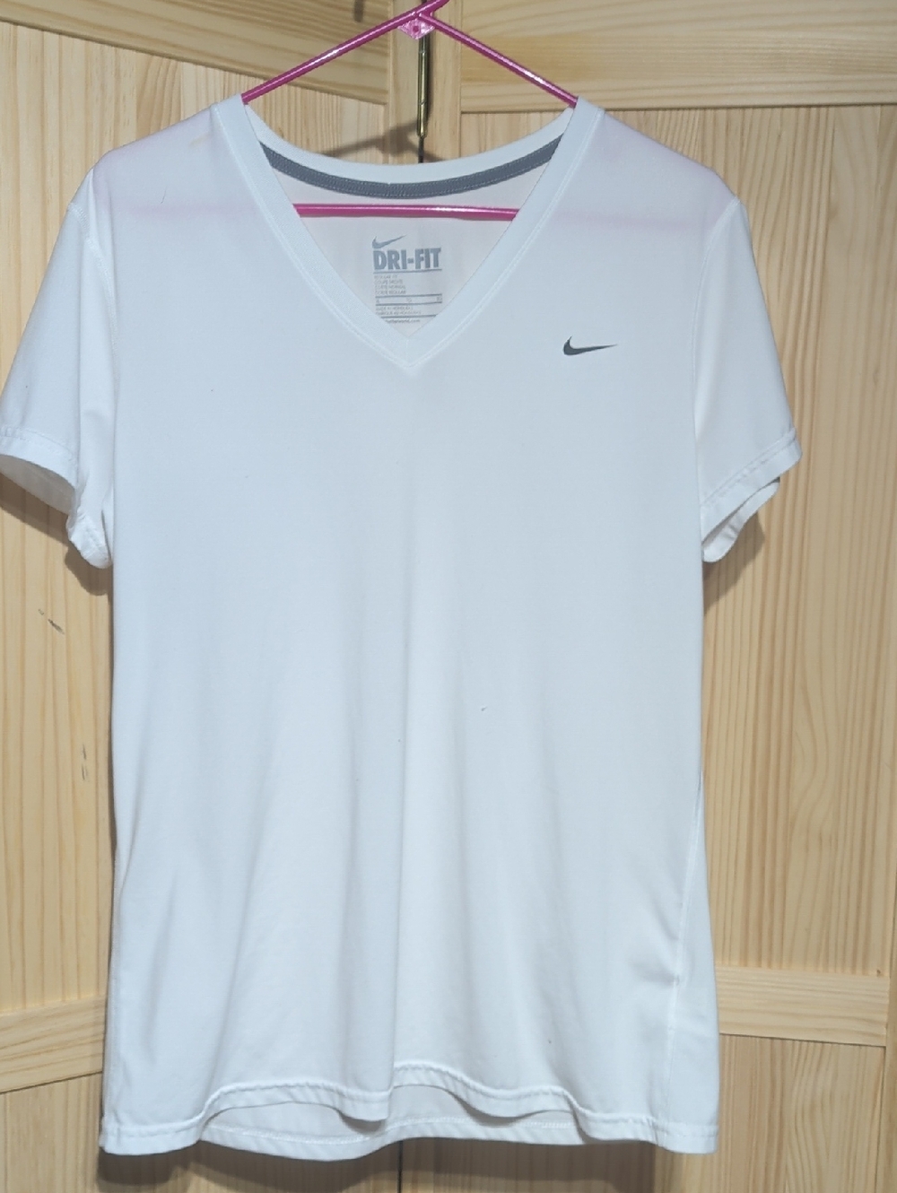 Nike White Dri-FIT V-Neck Short Sleeve Tee